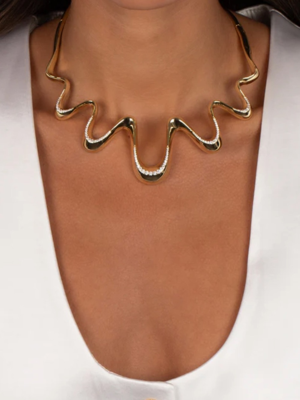 NWOT Adina Eden Pave Accented Squiggly Collar Necklace